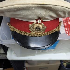 Soviet Era Officers Red and Black Hat with Gold Accents